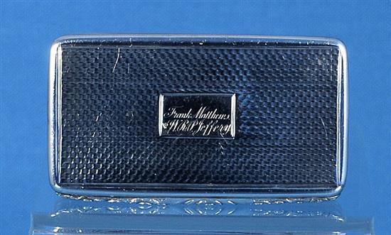 A William IV silver snuff box, by Taylor & Perry, Length 88mm Weight: 3oz/94grms